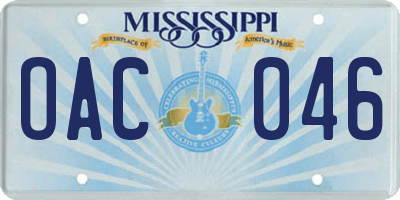 MS license plate OAC046
