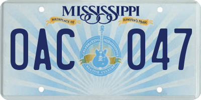 MS license plate OAC047