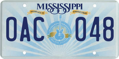 MS license plate OAC048