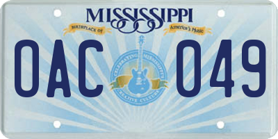 MS license plate OAC049