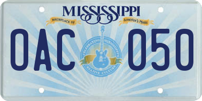 MS license plate OAC050