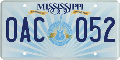MS license plate OAC052