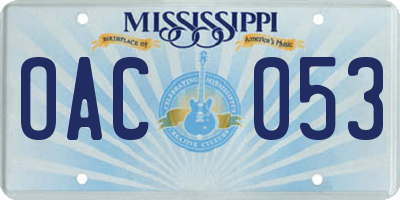 MS license plate OAC053