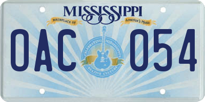 MS license plate OAC054