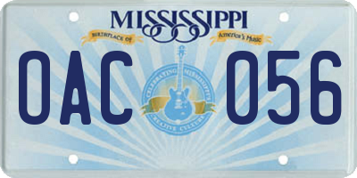 MS license plate OAC056
