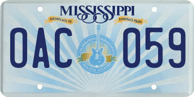 MS license plate OAC059