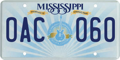 MS license plate OAC060