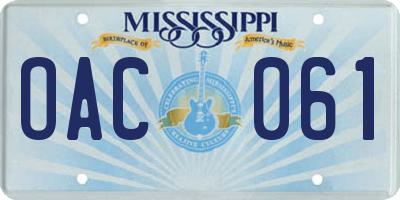 MS license plate OAC061