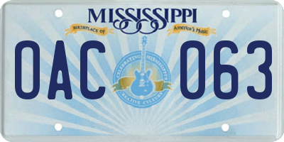 MS license plate OAC063