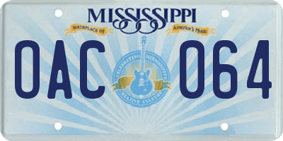 MS license plate OAC064