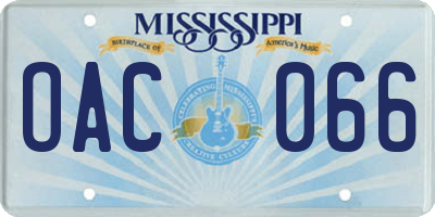MS license plate OAC066