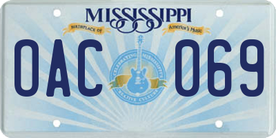 MS license plate OAC069