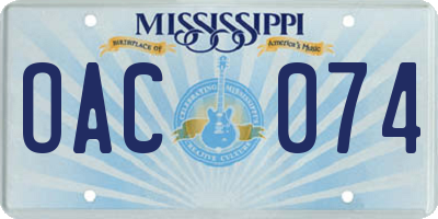 MS license plate OAC074