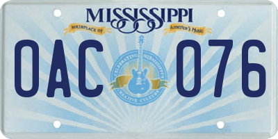 MS license plate OAC076