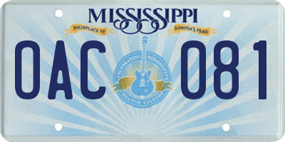 MS license plate OAC081