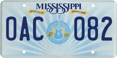 MS license plate OAC082