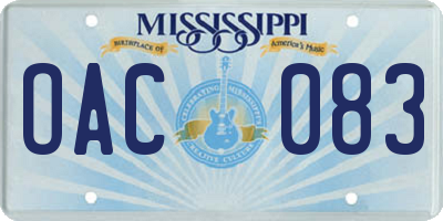 MS license plate OAC083