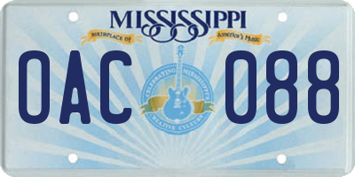 MS license plate OAC088