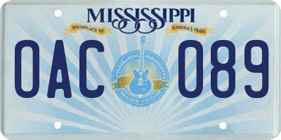 MS license plate OAC089