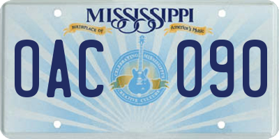 MS license plate OAC090