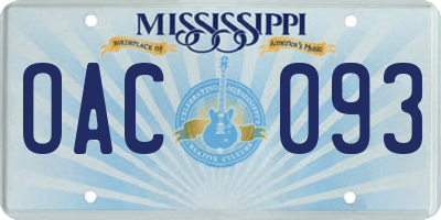 MS license plate OAC093