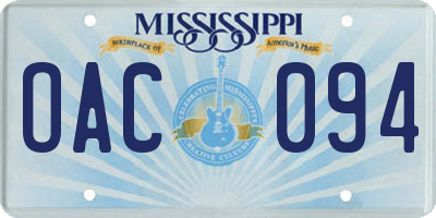 MS license plate OAC094