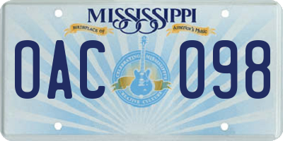 MS license plate OAC098