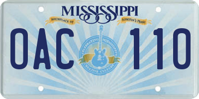 MS license plate OAC110