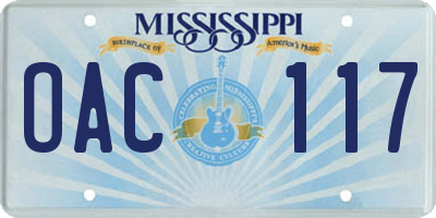 MS license plate OAC117