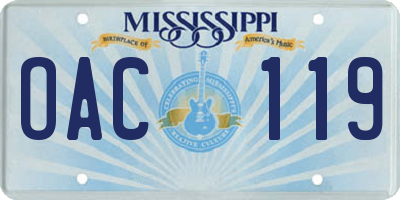 MS license plate OAC119