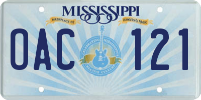 MS license plate OAC121