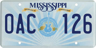 MS license plate OAC126