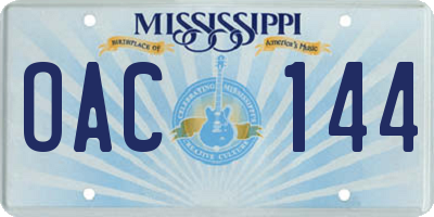 MS license plate OAC144