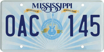 MS license plate OAC145