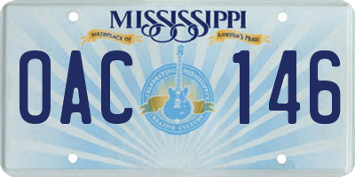 MS license plate OAC146