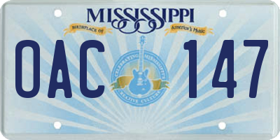 MS license plate OAC147