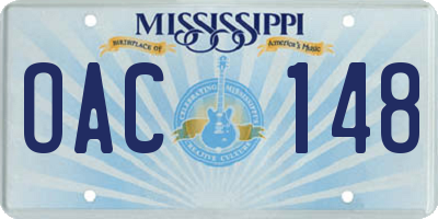 MS license plate OAC148