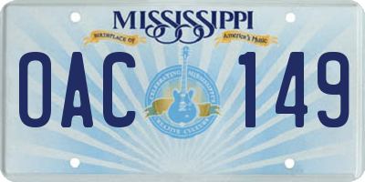 MS license plate OAC149