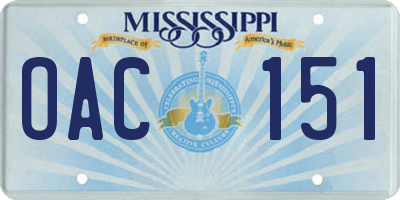 MS license plate OAC151