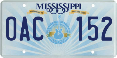 MS license plate OAC152