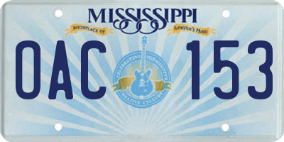 MS license plate OAC153