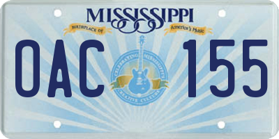 MS license plate OAC155
