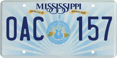 MS license plate OAC157