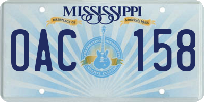 MS license plate OAC158