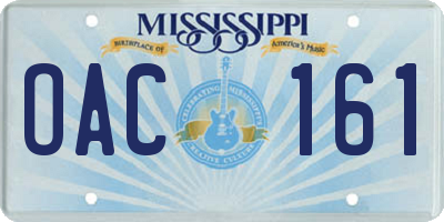 MS license plate OAC161