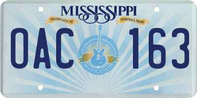 MS license plate OAC163