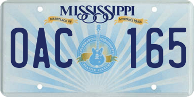 MS license plate OAC165