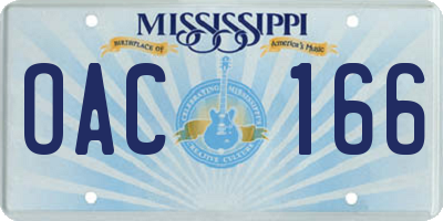MS license plate OAC166