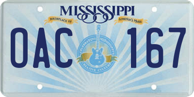 MS license plate OAC167