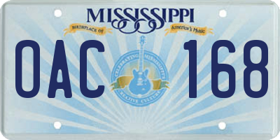 MS license plate OAC168